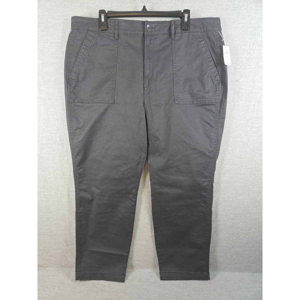 OLD NAVY Crop Capri Chino Pants‎ Womens 18 Charcoal Gray Comfort Stretch NEW - Picture 2 of 11